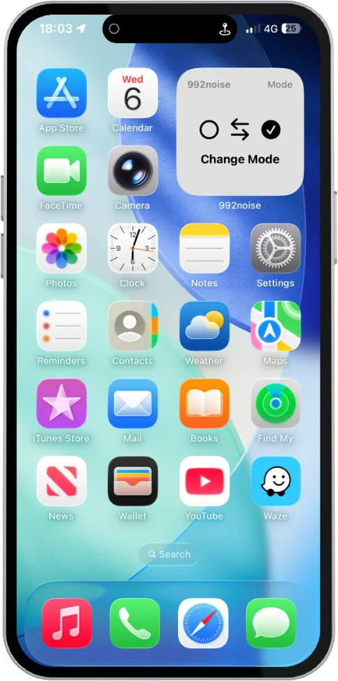 992noise iPhone widget on home screen